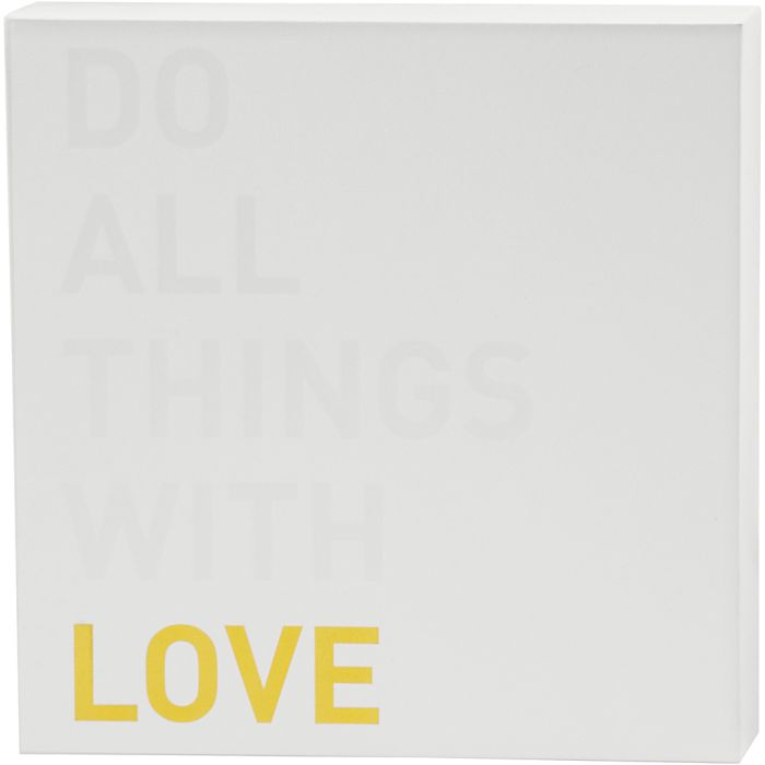 Canvas with Gold Motifs, H: 25,4 cm, D. 2,54 cm, W: 25,4 cm, white, 1 pc