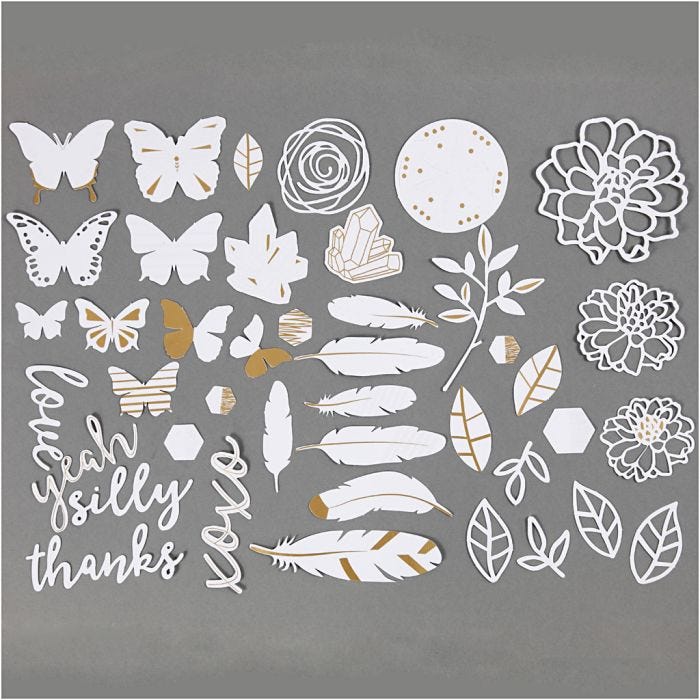 Labels with Gold Motifs for Watercolour, size 1,5-10 cm, 44 pc/ 1 pack