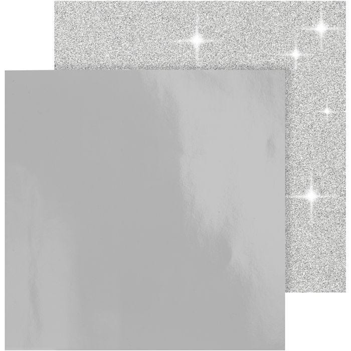 Design Paper, sheet 30,5x30,5 cm, 120+128 g, silver, 2 sheet/ 1 pack