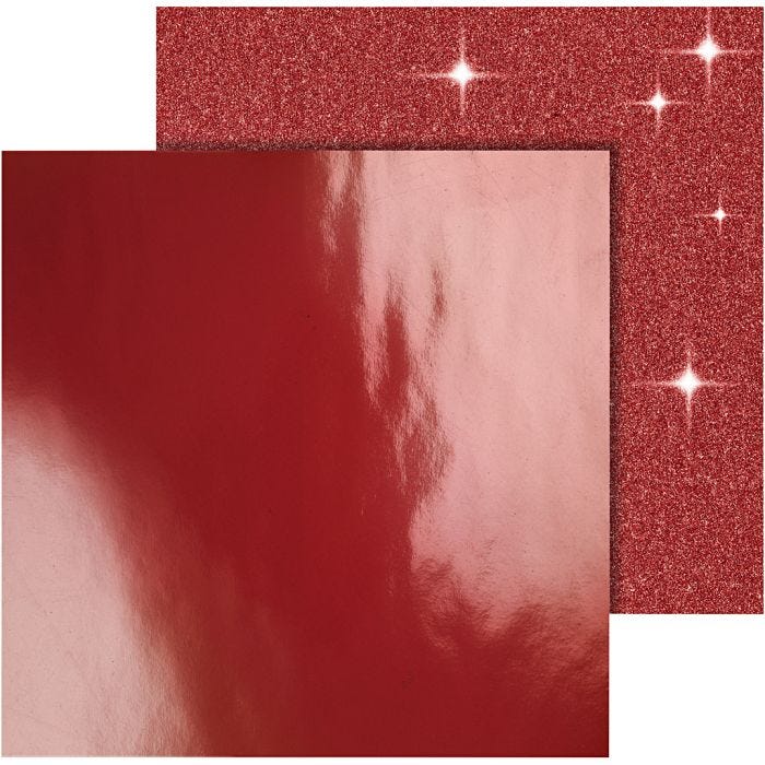 Design Paper, sheet 30,5x30,5 cm, 120+128 g, red, 2 sheet/ 1 pack