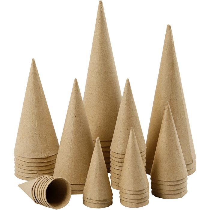 Cone, H: 8-20 cm, dia. 4-8 cm, 50 pc/ 1 pack