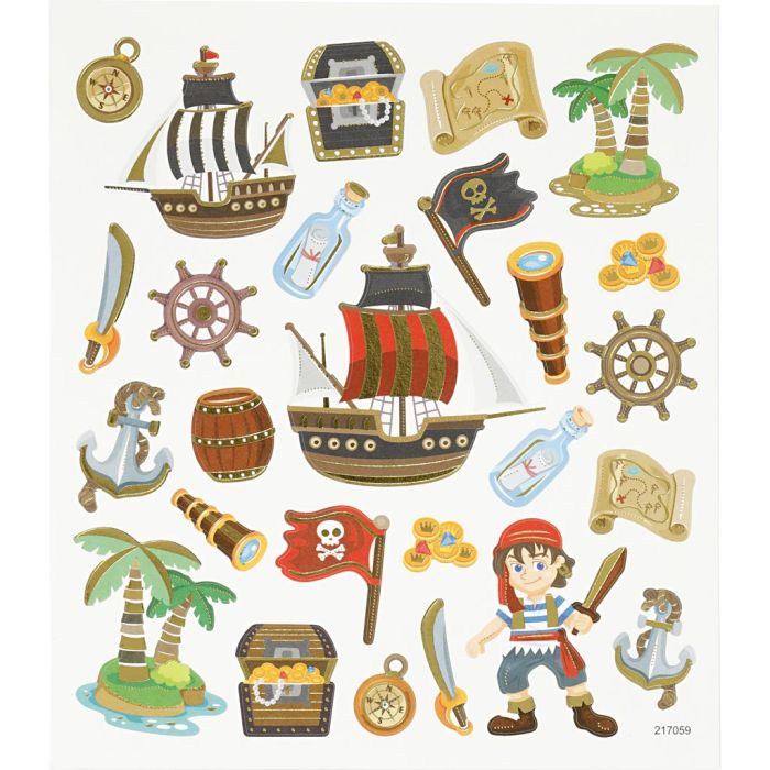 Stickers, pirates, sheet 15x16,5 cm, 1 sheet