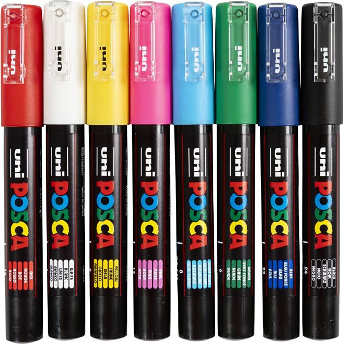 Posca Marker, no. PC-1M, line 0,7 mm, extra-fine, 8 pc/ 1 pc