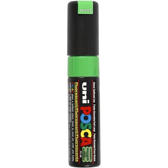 Posca Marker, no. PC-8K, line 8 mm, broad, fluo green, 1 pc