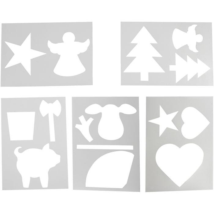 Christmas-Shaped Template, A4, sheet 210x297 mm, white, 5 ass sheets/ 1 pack