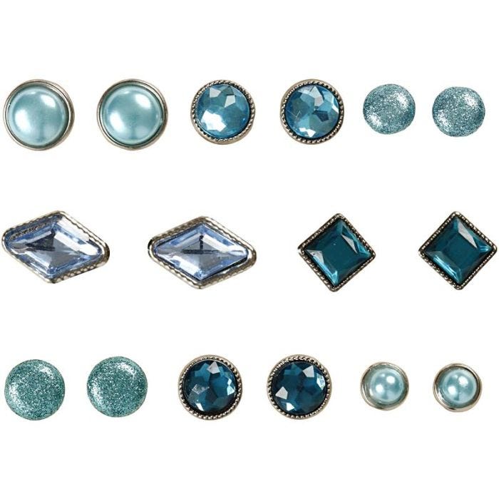 Deco Rivets, size 8-18 mm, blue, 16 pc/ 1 pack