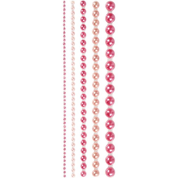 Half Pearls, size 2-8 mm, pink, 140 pc/ 1 pack