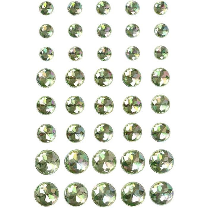 Rhinestones, size 6+8+10 mm, green, 40 pc/ 1 pack