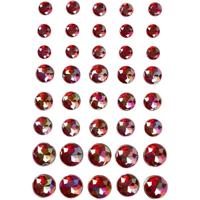 Rhinestones, size 6+8+10 mm, red, 40 pc/ 1 pack