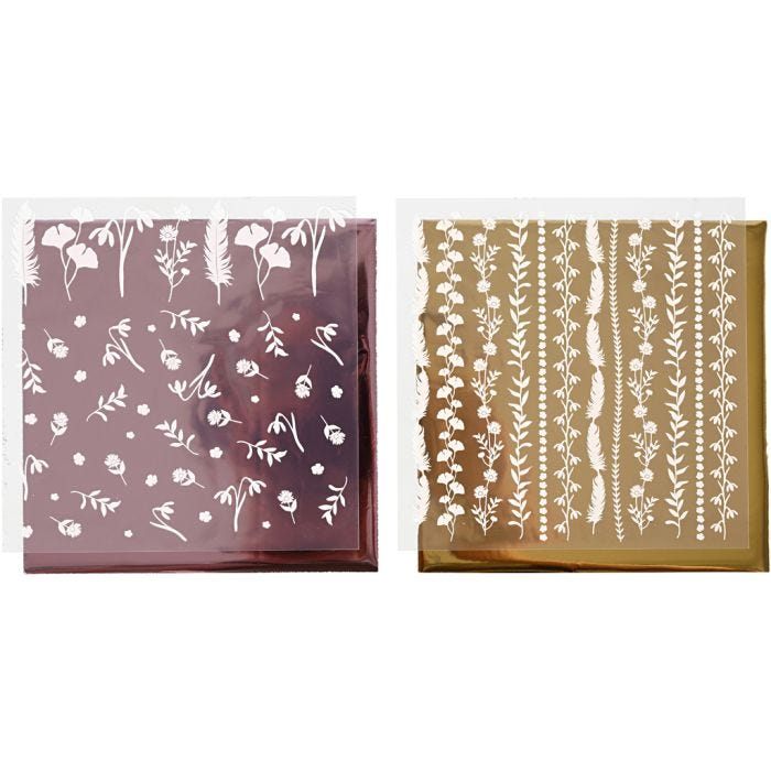 Deco Foil and transfer sheet, sheet 15x15 cm, 2x2sheet/ 1 pack