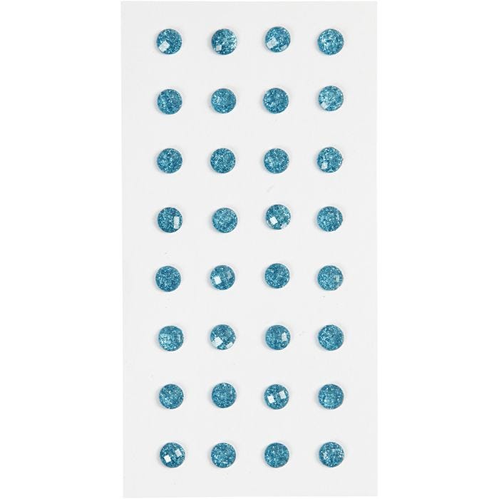 Rhinestones, dia. 8 mm, light blue, 32 pc/ 1 pack