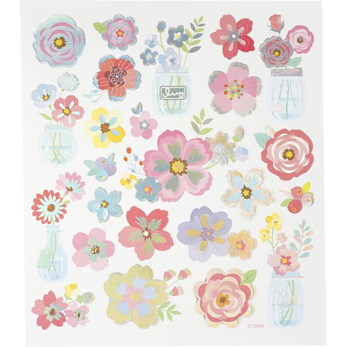 Stickers, spring flowers, sheet 15x16,5 cm, 1 sheet