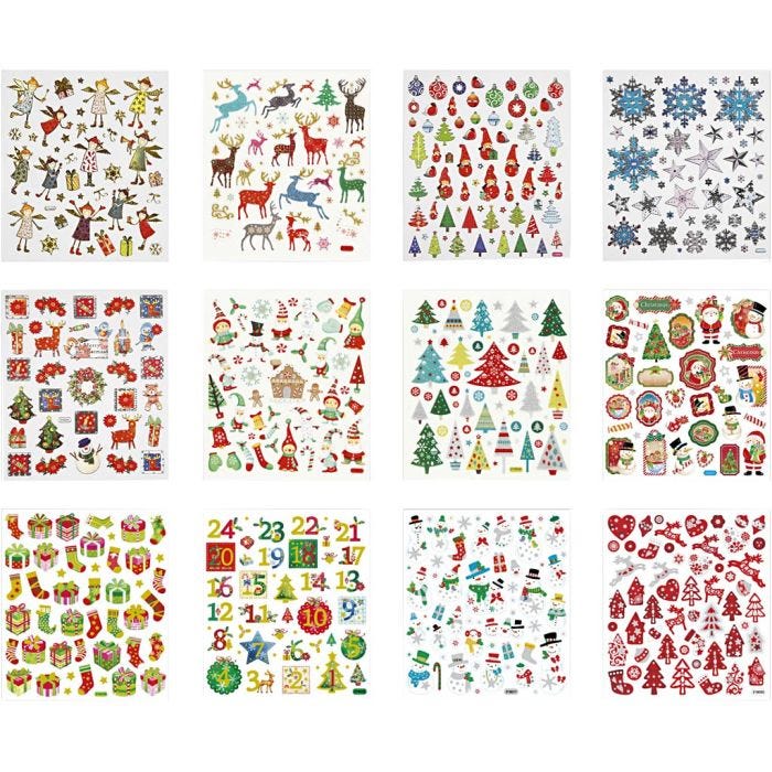 Book of stickers, christmas, sheet 15x16,5 cm, 2x12 sheet/ 1 pack