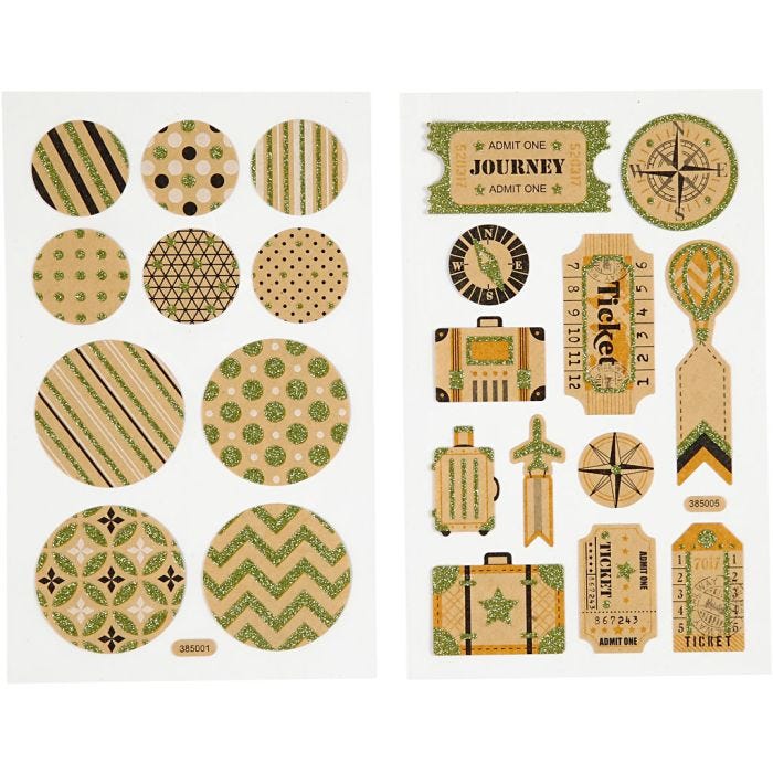 Stickers, bag tags and circles, sheet 10x16 cm, 4 sheet/ 1 pack