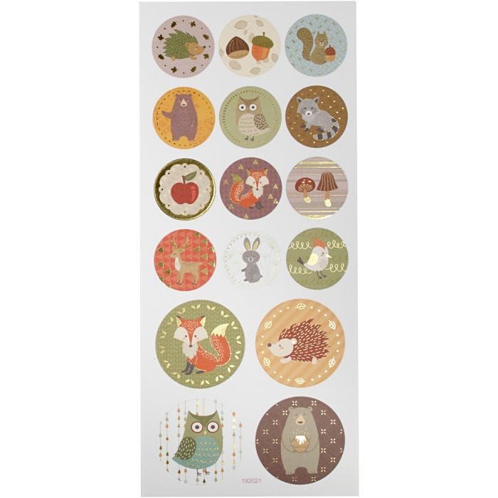 Stickers, forrest animals, sheet 10x23 cm, 1 sheet