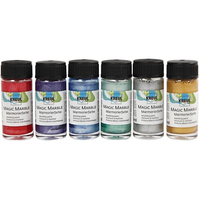 Magic Marble Paint, metallic colours, 6x20ml/ 1 pack