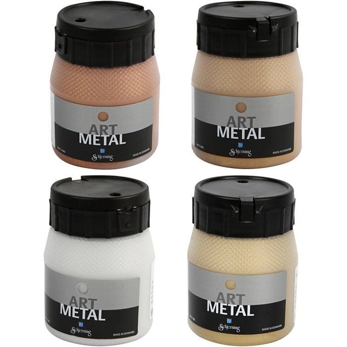Craft Paint Metallic, no. 5190, 5102, 5104, 5110, copper, light gold, medium gold, silver, 4x250 ml/ 1 pack
