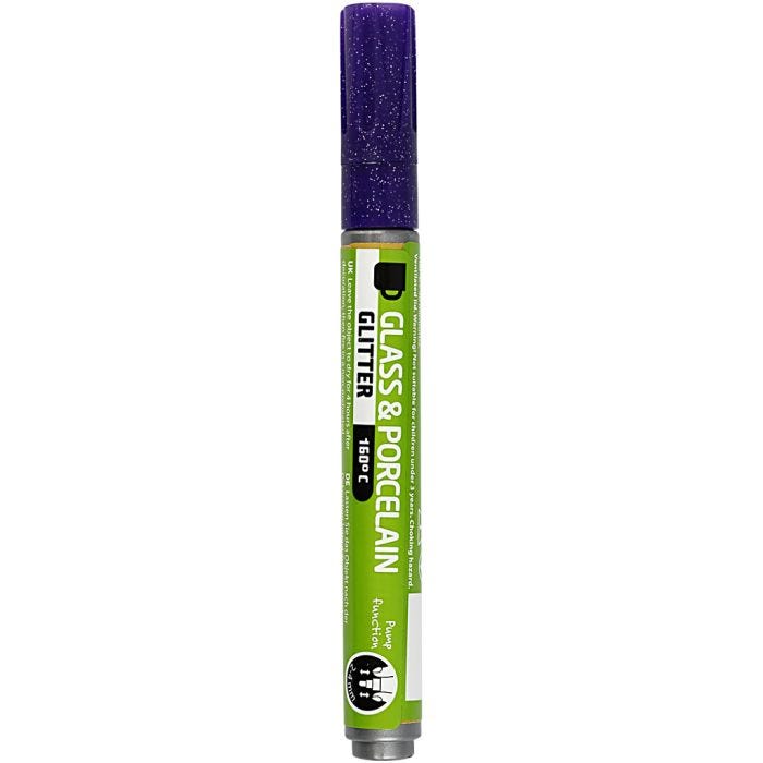 Glass & Porcelain Marker, glitter, line 2-4 mm, semi opaque, violet, 1 pc
