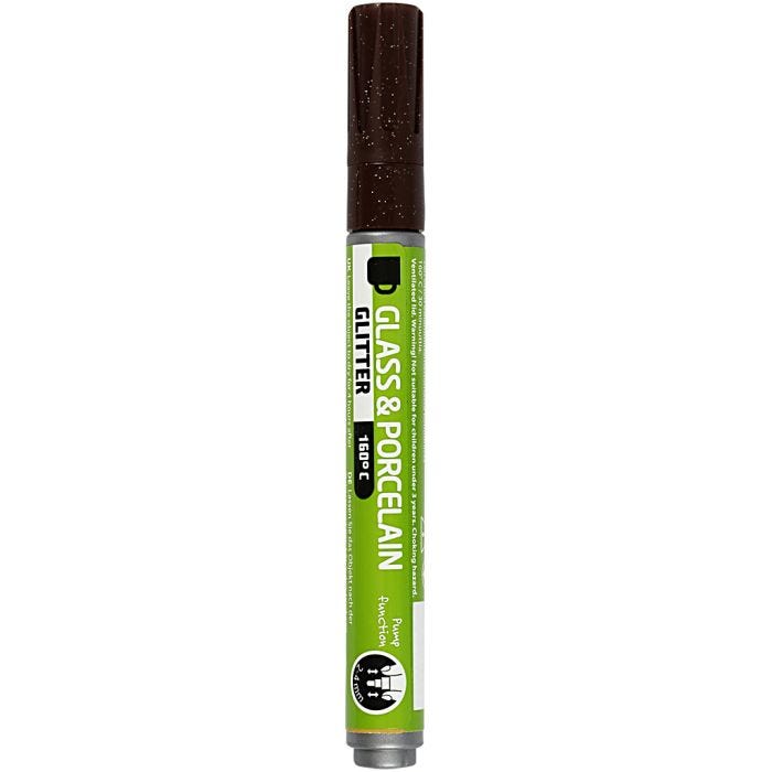 Glass &amp; Porcelain Marker, glitter, line 2-4 mm, semi opaque, brown, 1 pc