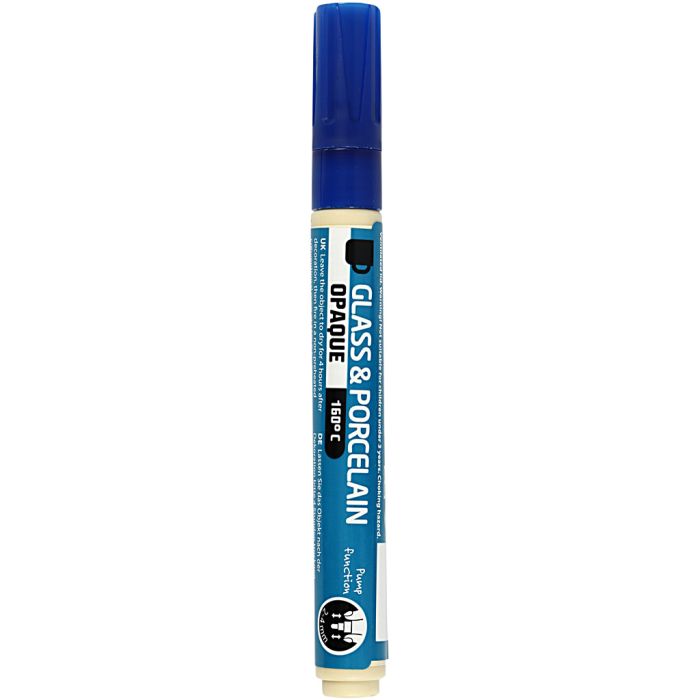 Glass and Porcelain Marker, line 2-4 mm, opaque, dark blue, 1 pc