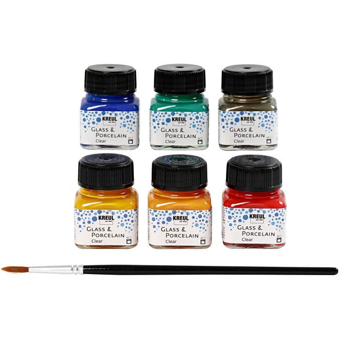 Glass &amp; Porcelain Paint, assorted colours, 6x20 ml/ 1 pack