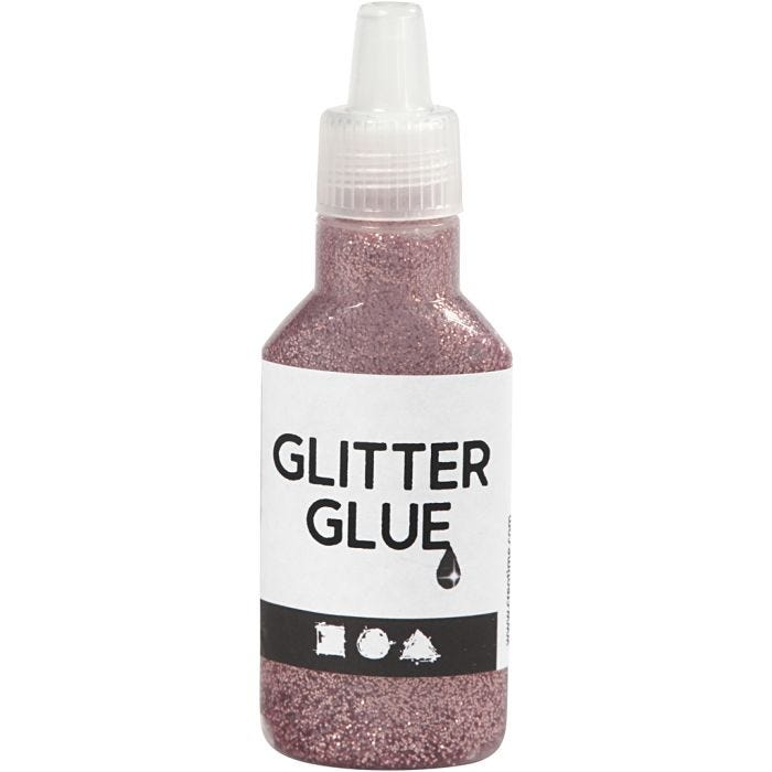 Glitter Glue, rose, 25 ml/ 1 bottle