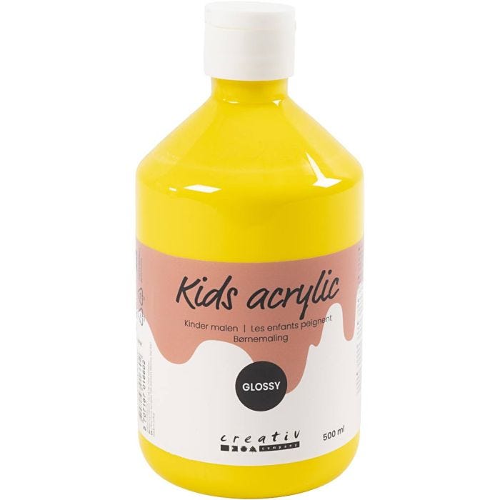 Acrylic Paint Glossy, primary yellow, 500 ml/ 1 bottle