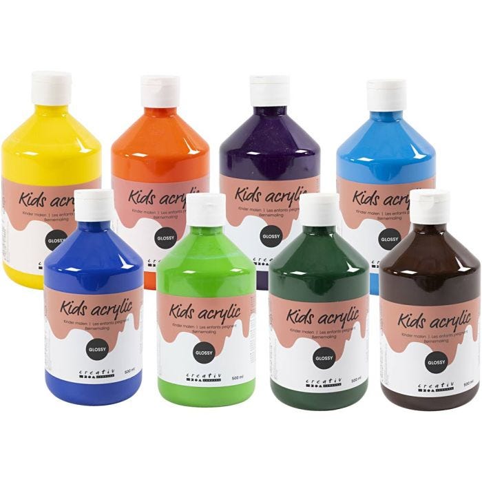 Acrylic Paint Glossy, 8x500 ml/ 1 pack