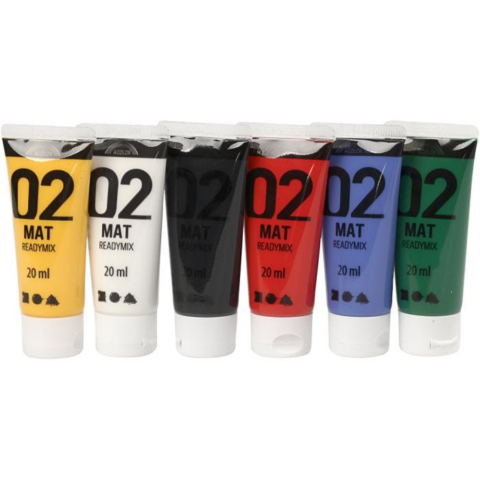 Acrylic Paint Matte, standard colours, 6x20 ml/ 1 pack