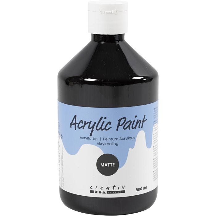 Acrylic Paint Matte, black, 500 ml/ 1 bottle