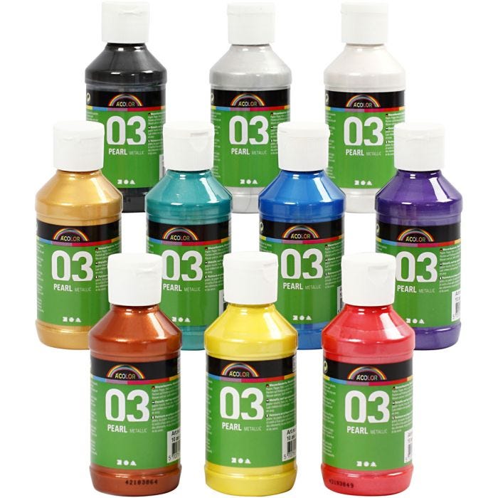 Acrylic Paint Metallic, metallic, assorted colours, 10x120ml/ 1 pack