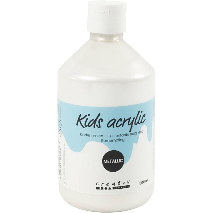 Acrylic Paint Metallic, metallic, white, 500ml/ 1 bottle