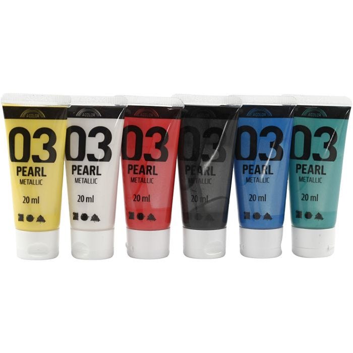 Acrylic Paint Metallic, metallic, standard colours, 6x20 ml/ 1 pack