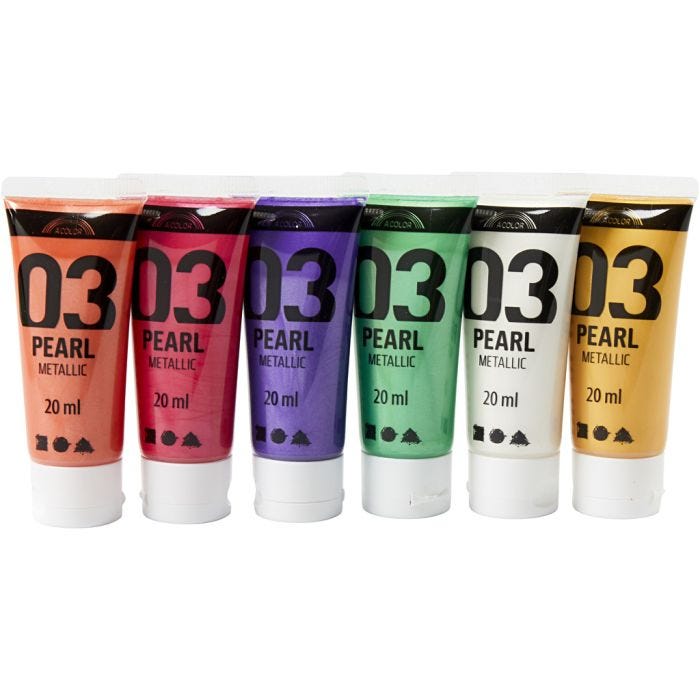 Acrylic Paint Metallic, metallic, additional colours, 6x20 ml/ 1 pack