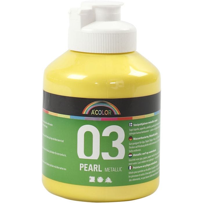 Acrylic Paint Metallic, metallic, yellow, 500 ml/ 1 bottle