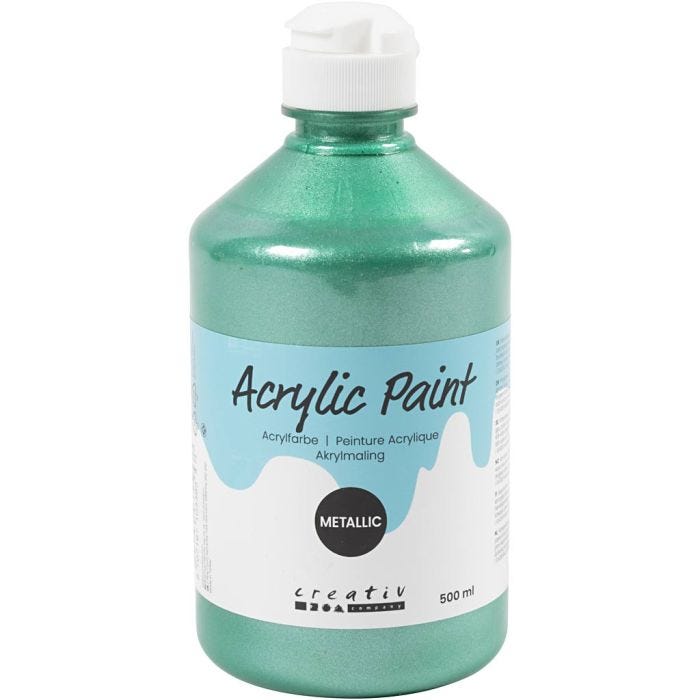 Acrylic Paint Metallic, metallic, green, 500 ml/ 1 bottle