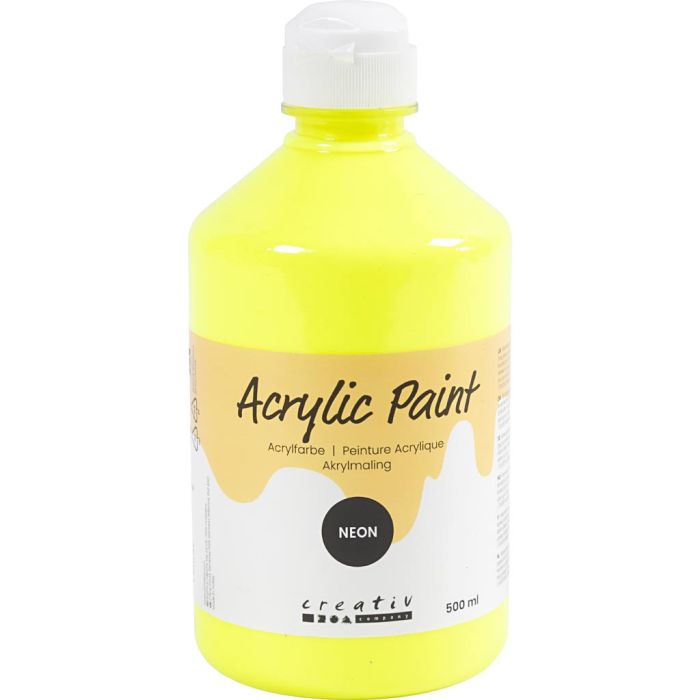 Acrylic Paint Neon, neon yellow, 500 ml/ 1 bottle