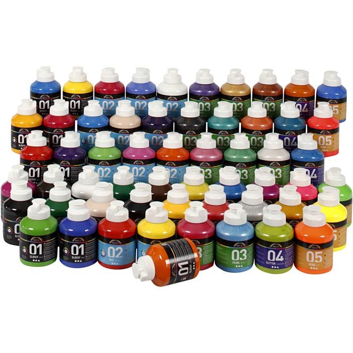 A-Color Acrylic Paint, assorted colours, 57x500 ml/ 1 pack
