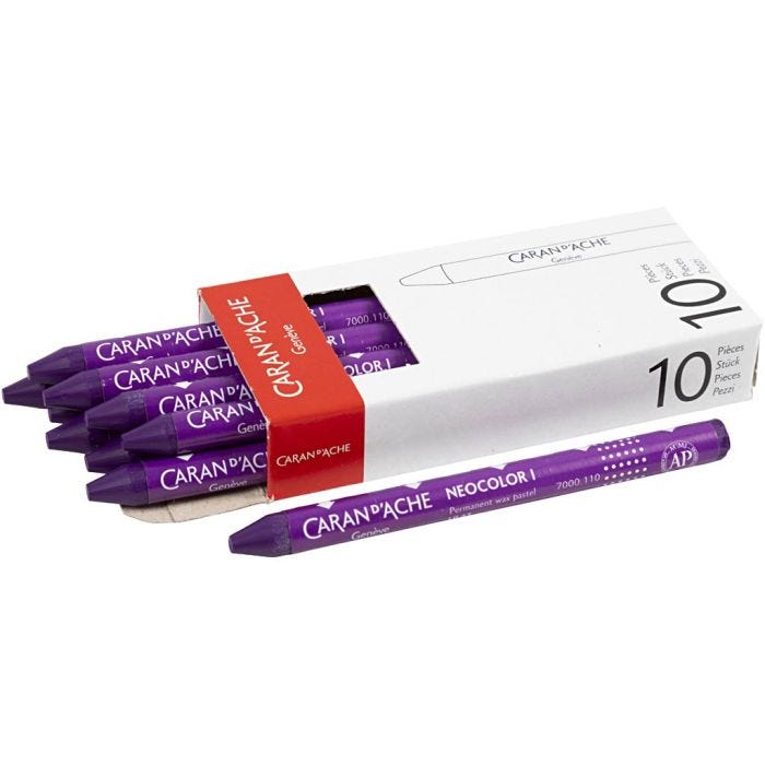 CARAN D’ACHE Neocolor I Crayons, L: 10 cm, thickness 8,5 mm, lilac (110), 10pc/ 1 pack