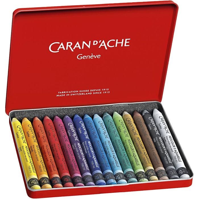 CARAN D’ACHE Neocolor II, L: 10 cm, thickness 8,5 mm, assorted colours, 15 pc/ 1 pack