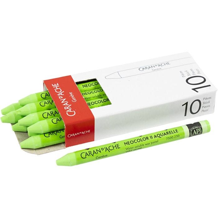 CARAN D’ACHE Neocolor II, L: 10 cm, thickness 8,5 mm, yellow green (230), 10 pc/ 1 pack