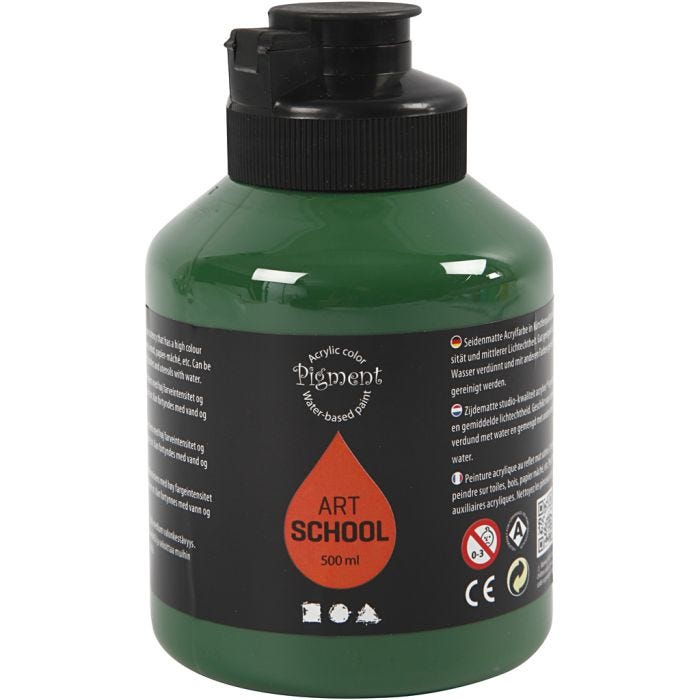 Art Acrylic, semi-glossy, semi-transparent, dark green, 500 ml/ 1 bottle