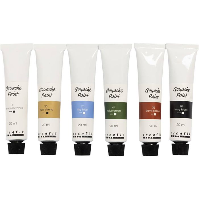 Gouache Paint, Nature colours, 6x20 ml/ 1 pack