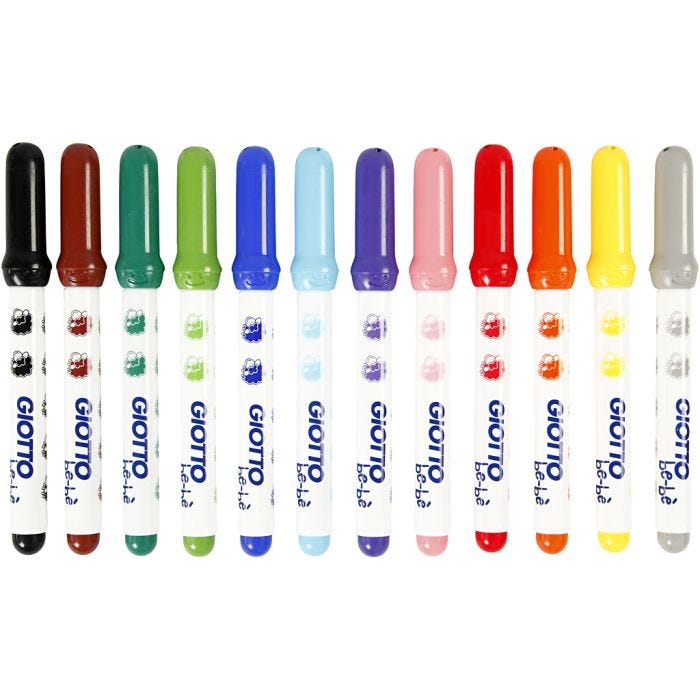 Markers, dia. 5 mm, line 1-3 mm, assorted colours, 12pc/ 1 pack