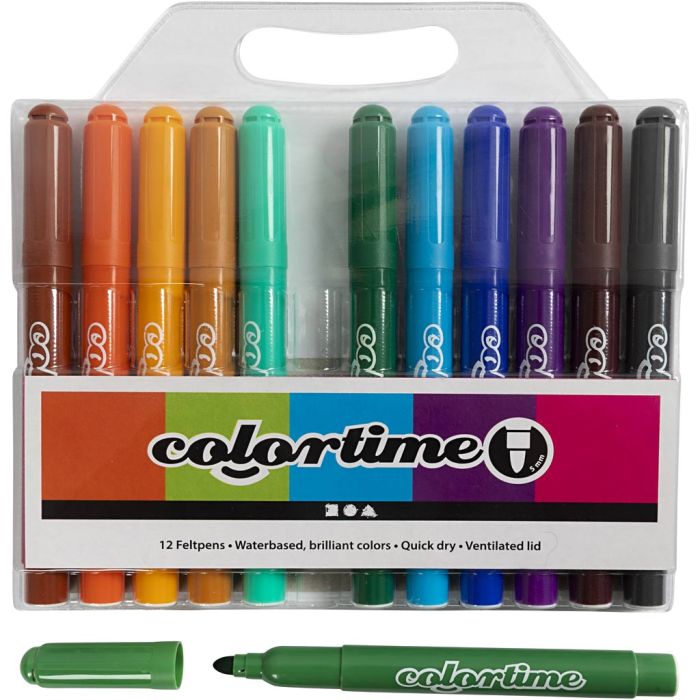 Colortime Markers, line 5 mm, additional colours, 12 pc/ 1 pack