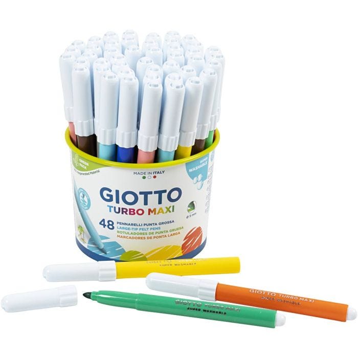 GIOTTO Markers, line 5 mm, assorted colours, 48 pc/ 1 bucket