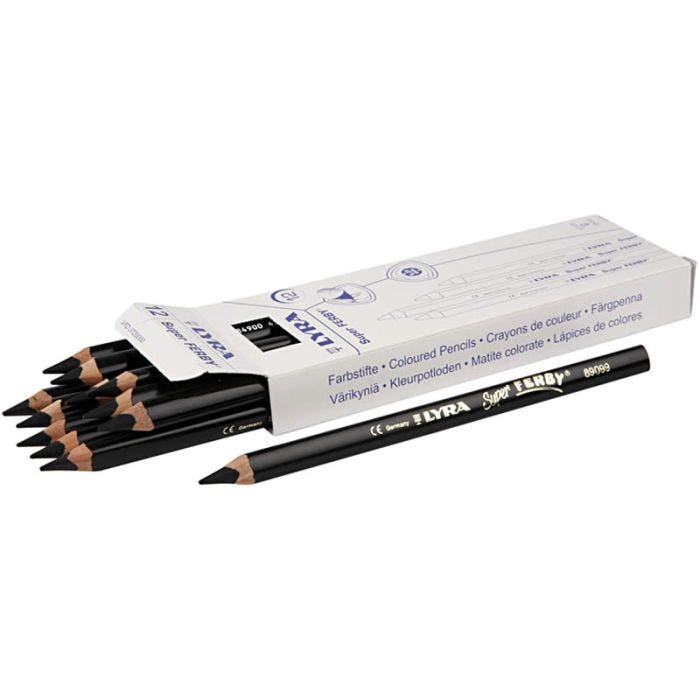 Super Ferby 1 colouring pencils, L: 18 cm, lead 6,25 mm, black, 12 pc/ 1 pack