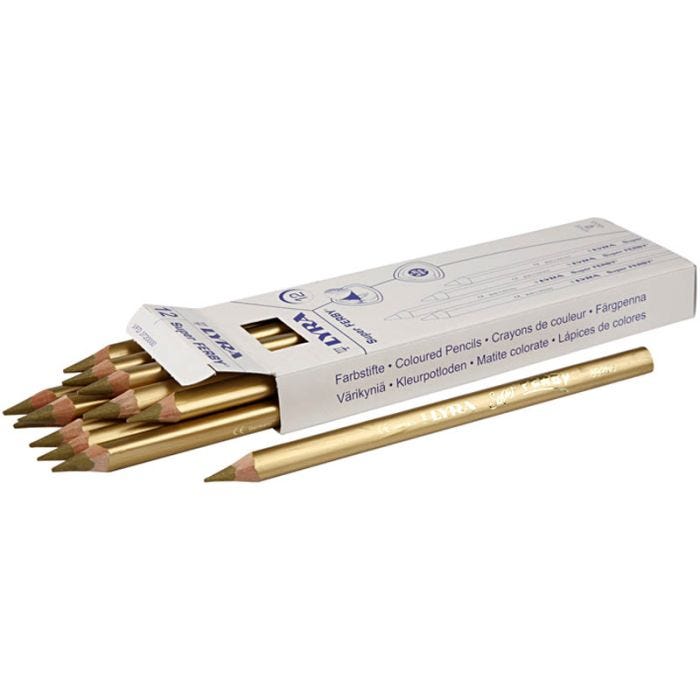 Super Ferby 1 colouring pencils, L: 18 cm, lead 6,25 mm, gold, 12 pc/ 1 pack