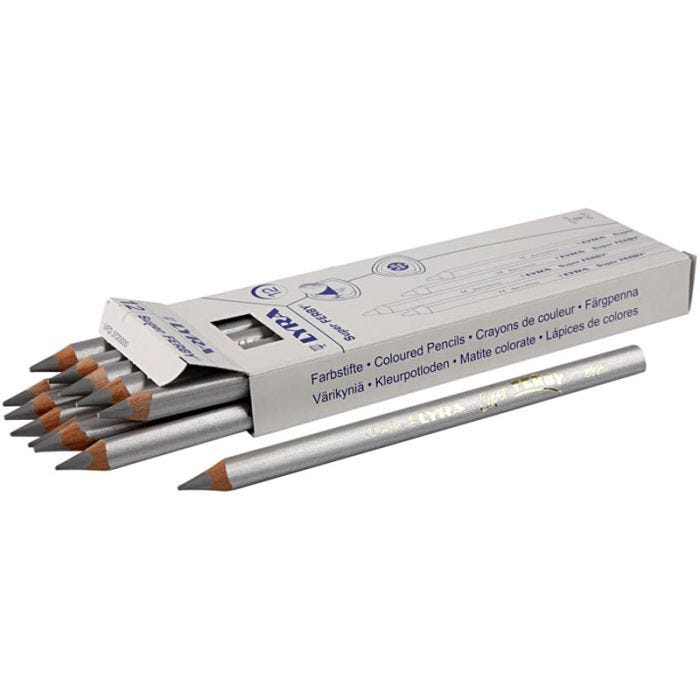 Super Ferby 1 colouring pencils, L: 18 cm, lead 6,25 mm, silver, 12 pc/ 1 pack