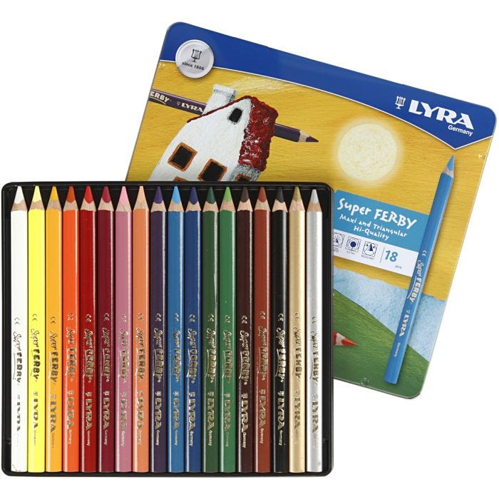 Super Ferby 1 colouring pencils, L: 18 cm, lead 6,25 mm, assorted colours, 18 pc/ 1 pack
